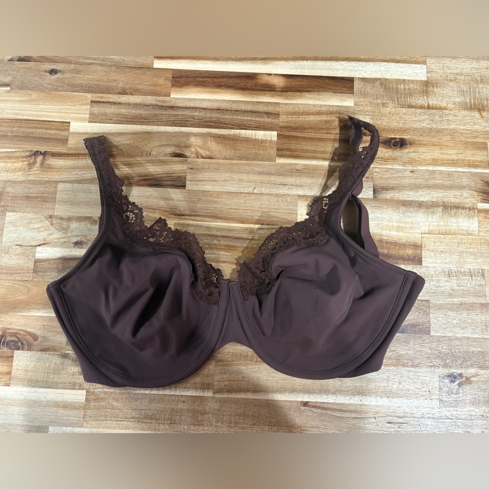SKIMS Chocolate Lace-Trim Underwire Bra